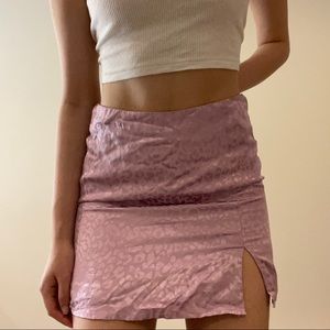 Satin lilac leopard print mini skirt